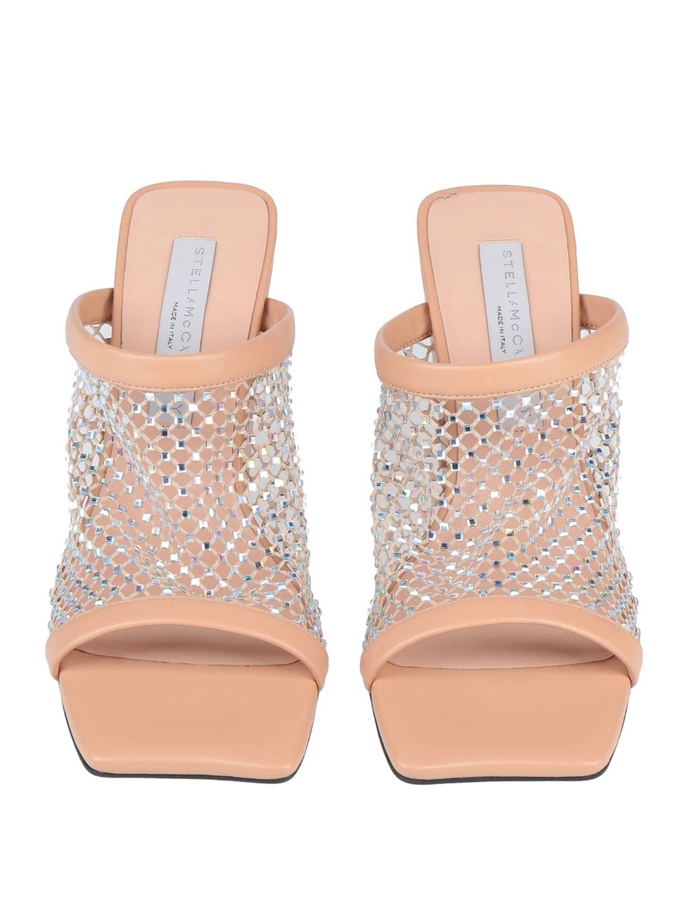 Stella McCartney Blush Pink Crystal Mesh Slide Mules
